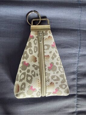 Leopard minnie mouse Print Key Pouch with Pink Accents
